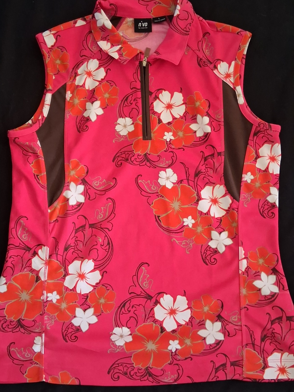Nivo Pink Floral Zip-Front Sleeveless Tank